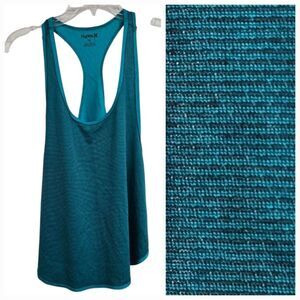 Hurley Teal Tank Top Racerback Activewear Knit Tee Nike Dri-Fit Novelty Shirt M